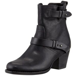 Rag & Bone Harper Black Leather Moto Booties Size 39.5 (9.5 US)